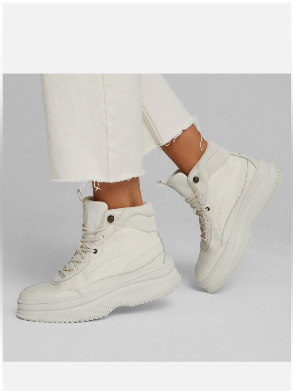 Puma Womens Mayra White High-Top Platform Sneakers Boots - Picture 3 of 13